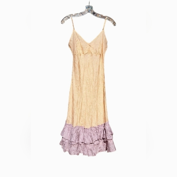 Anthropologie 100% Silk midi maxi slip dress ruffles fairy romantic boho prairie - Picture 1 of 12